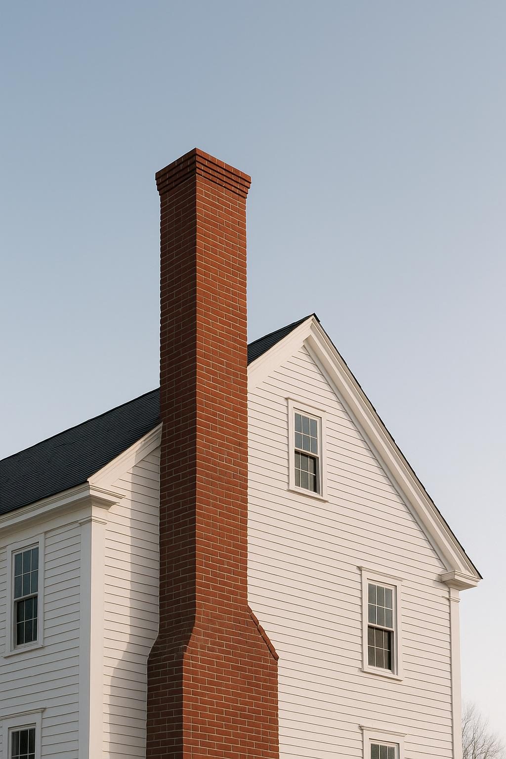 Brick chimney on a colonial house (illustration)